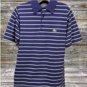 Lacoste Izod Vintage Blue & White Stripes Polo Shirt 1980’s Small/Medium